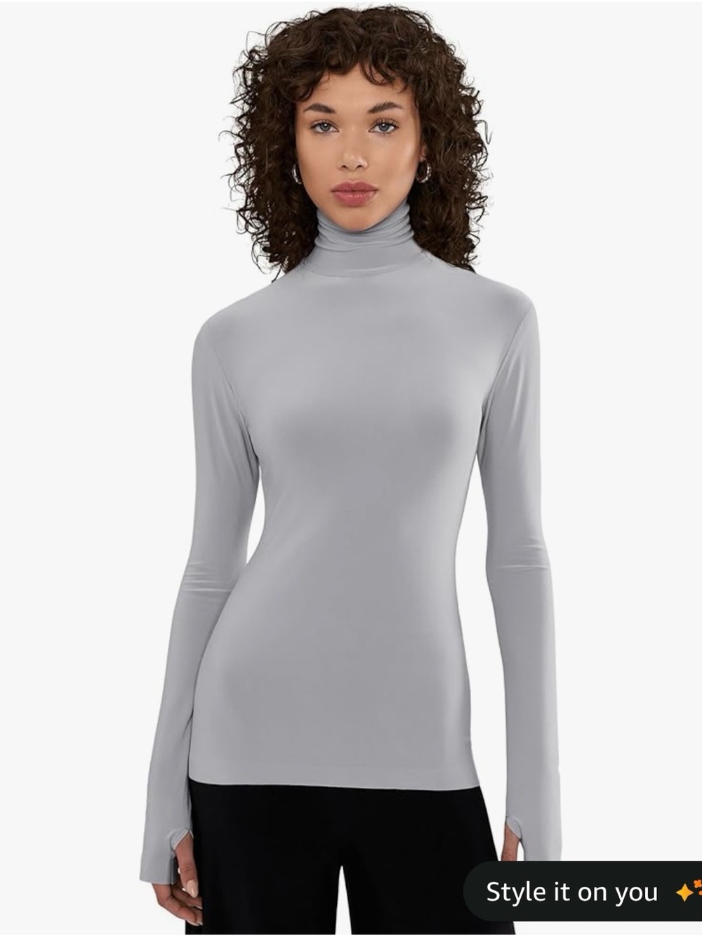 Norma Kamali Light Gray Long-Sleeve Turtleneck Top